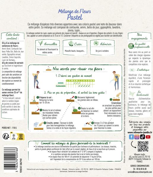 Mélanges de fleurs - Mélange Pastel - 25 m² - Mélange de fleurs - MEDIA_PACKAGING_VERSO